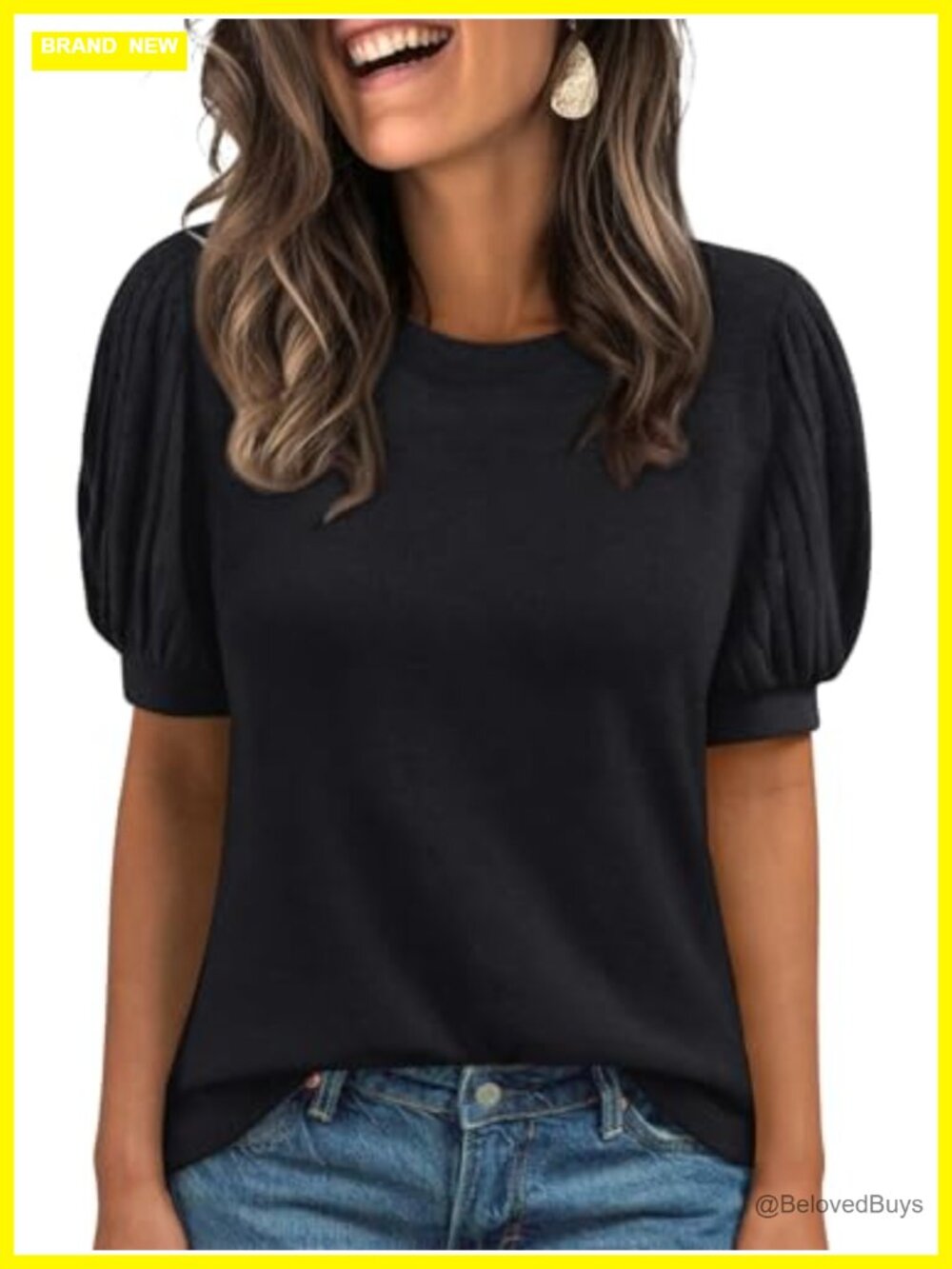 Womens Short Sleeve Tunic Top Crew Neck Casual Blouse